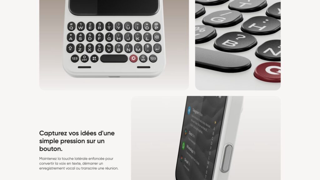 Le Clicks Communicator dispose d'un clavier QWERTY. // Source : Clicks Le Clicks Communicator dispose d'un clavier QWERTY. // Source : Clicks