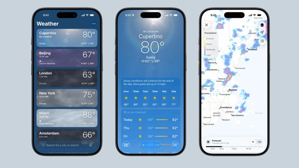 L'application Météo sur iPhone. // Source : Apple via l'App Store L'application Météo sur iPhone. // Source : Apple via l'App Store