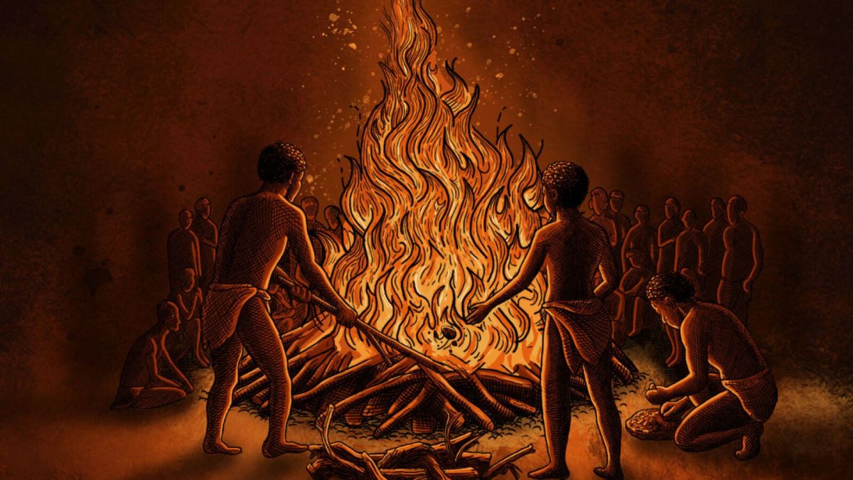 Reconstitution artistique d'une crémation // Source : Patrick Fahey Reconstitution artistique d'une crémation // Source : Patrick Fahey