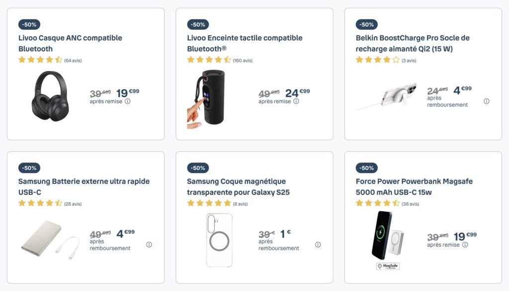 De nombreux accessoires sont en promotion