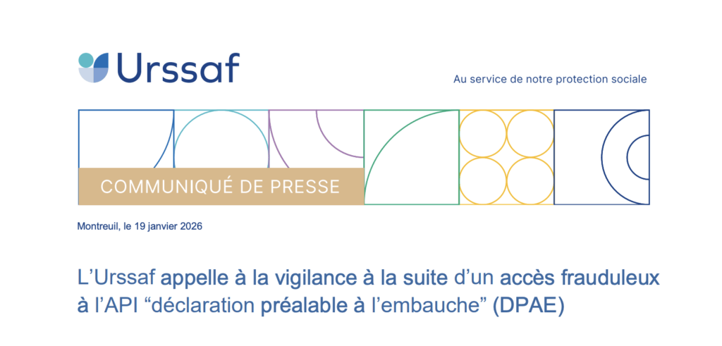 Capture d'écran du communiqué de presse annonçant l'incident de cybersécurité // Source : Urssaf Capture d'écran du communiqué de presse annonçant l'incident de cybersécurité // Source : Urssaf