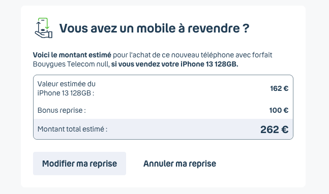 L'offre de reprise fait grandement baisser la facture