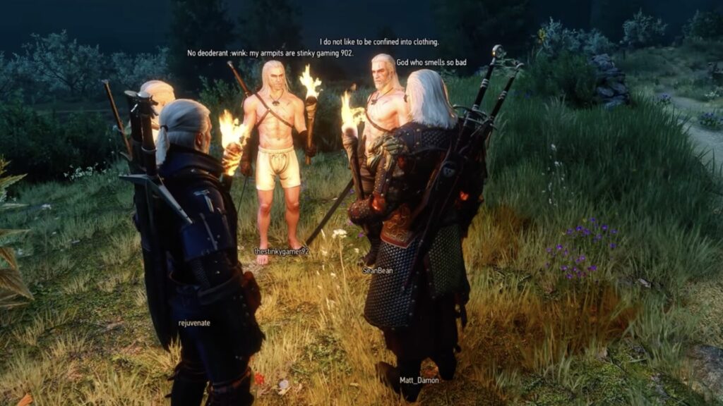 Plusieurs Geralt dans The Witcher 3: Wild Hunt grâce à un mod // Source : Capture d'écran Plusieurs Geralt dans The Witcher 3: Wild Hunt grâce à un mod // Source : Capture d'écran