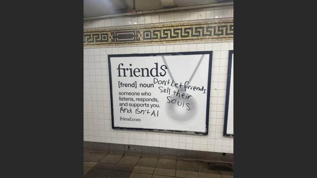 L'une des affiches publicitaires pour friends.com à New York. // Source : @ram_bam_jam sur X L'une des affiches publicitaires pour friends.com à New York. // Source : @ram_bam_jam sur X