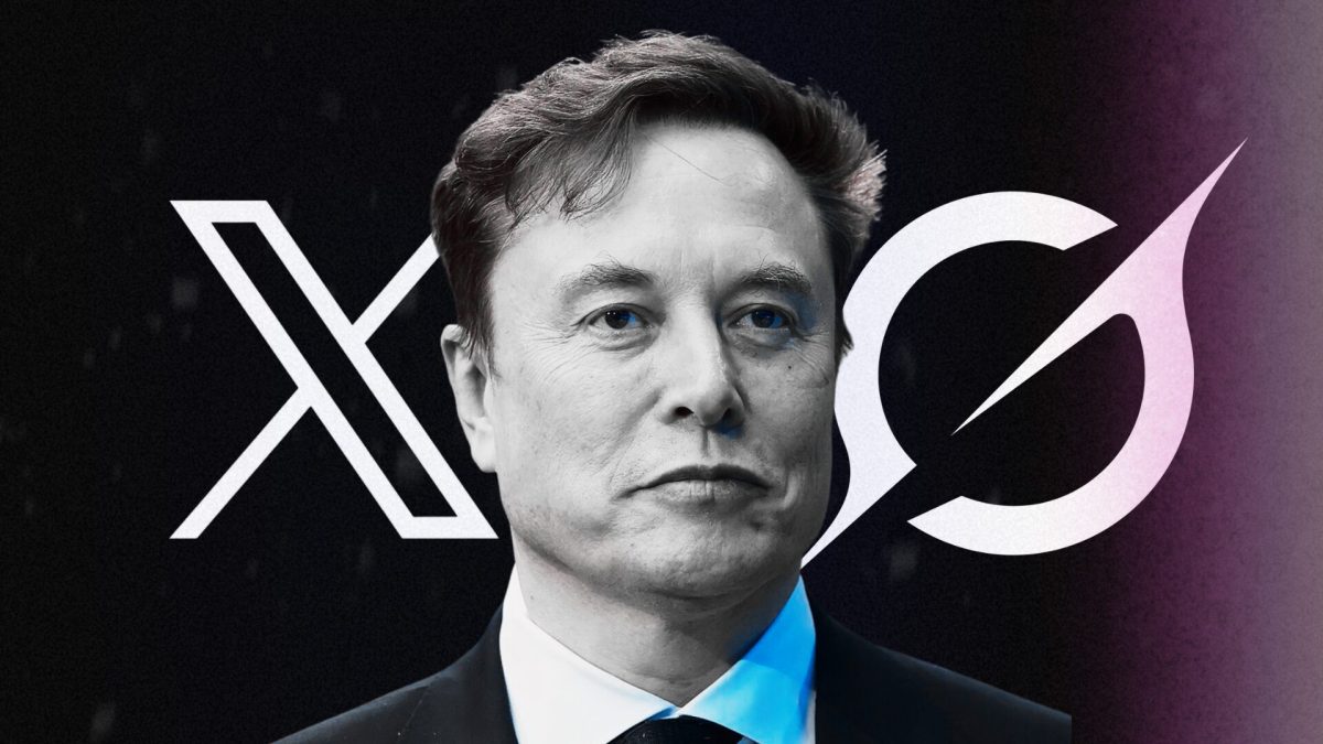 Elon Musk et le logo de X et Grok. // Source : xAI / Gage Skidmore Elon Musk et le logo de X et Grok. // Source : xAI / Gage Skidmore