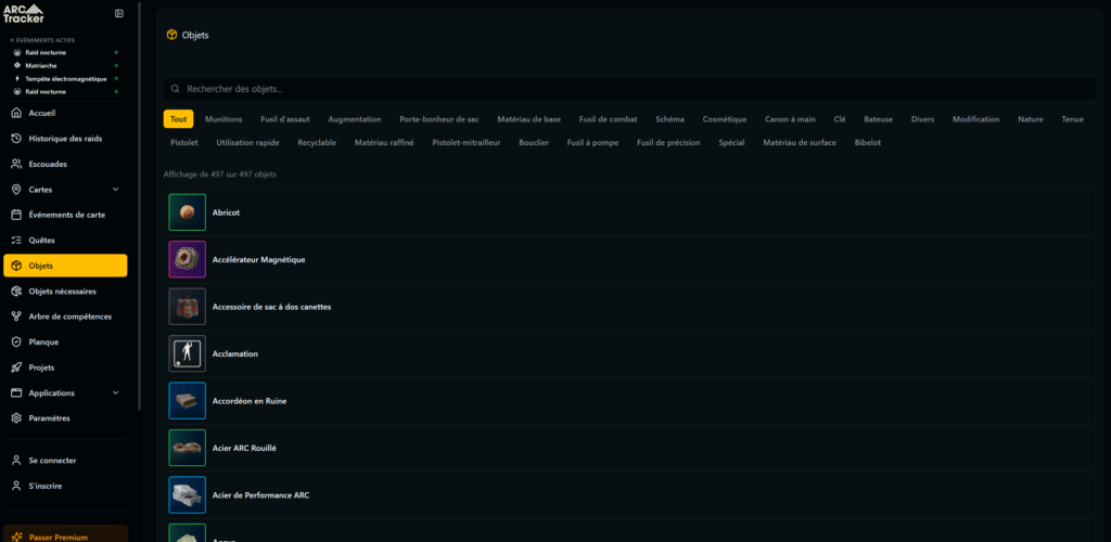 Le site annexe arctracker pour gérer sont inventaire plus facilement Le site annexe arctracker pour gérer sont inventaire plus facilement
