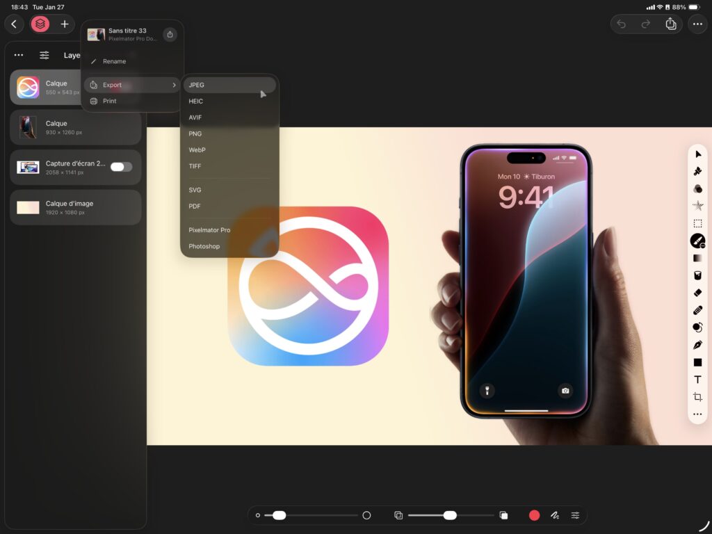 Pixelmator Pro sur iPad. Pixelmator Pro sur iPad.