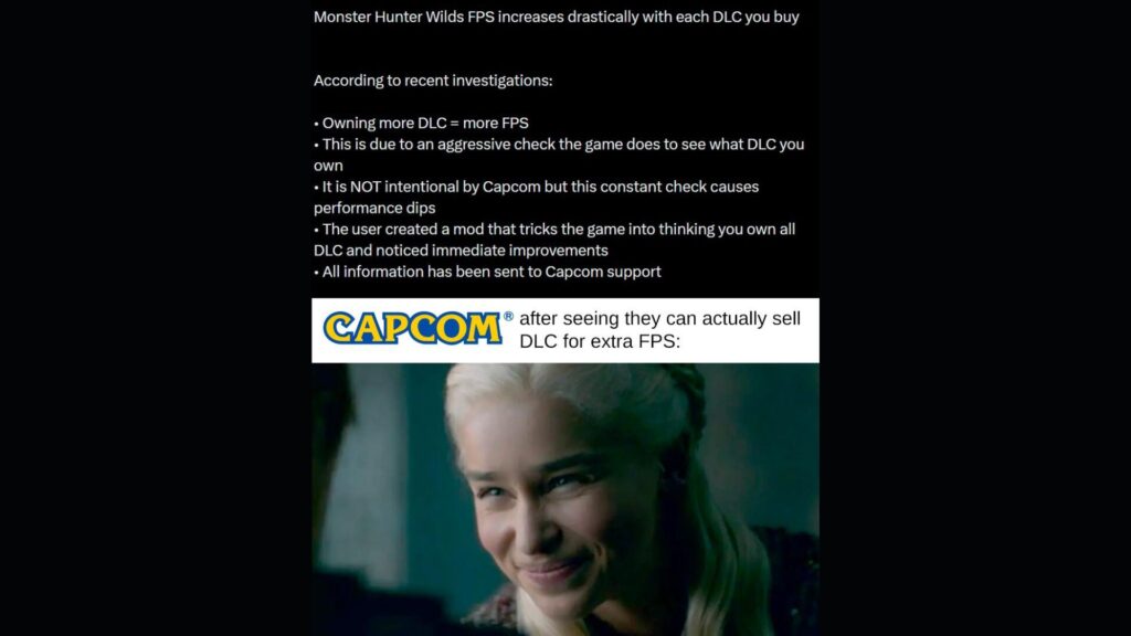 Monster Hunter Wilds DLC perf // Source : X Monster Hunter Wilds DLC perf // Source : X
