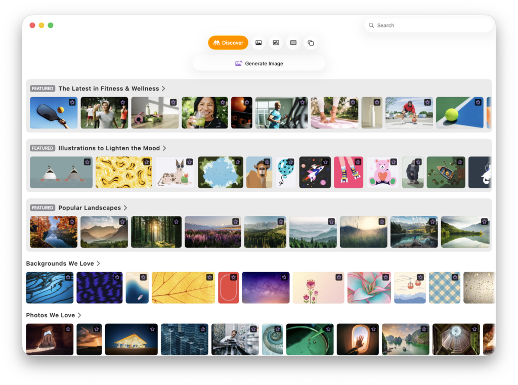 La banque d'images d'iWork incluse avec l'Apple Creator Studio. La banque d'images d'iWork incluse avec l'Apple Creator Studio.