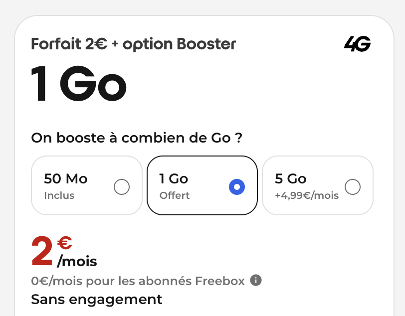 Par défaut, le forfait propose toujours 50 Mo d'Internet. Mais on peut demander plus sans payer.
