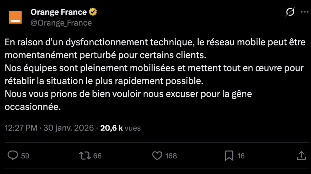Le tweet d'Orange. Le tweet d'Orange.