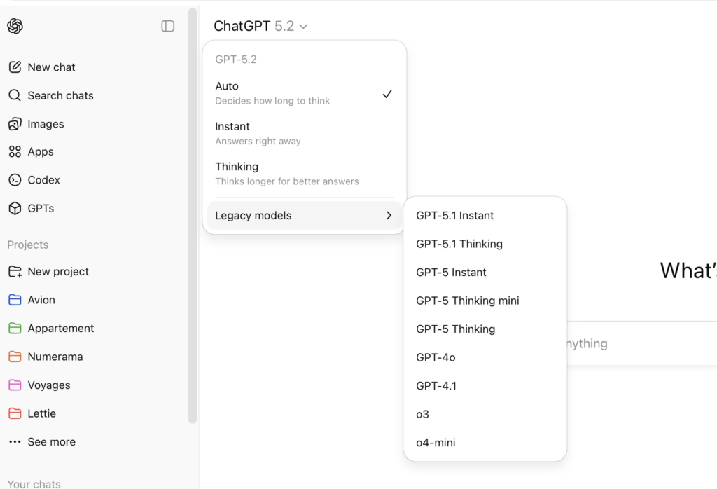 Tous les modèles actuellement disponibles dans ChatGPT. Tous les modèles actuellement disponibles dans ChatGPT.