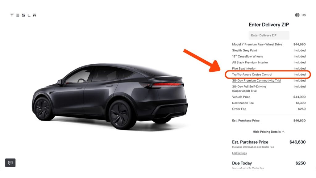 Fin de l'Autopilot Tesla, il ne reste que le régulateur de vitesse. // Source : Tesla (capture d'écran)