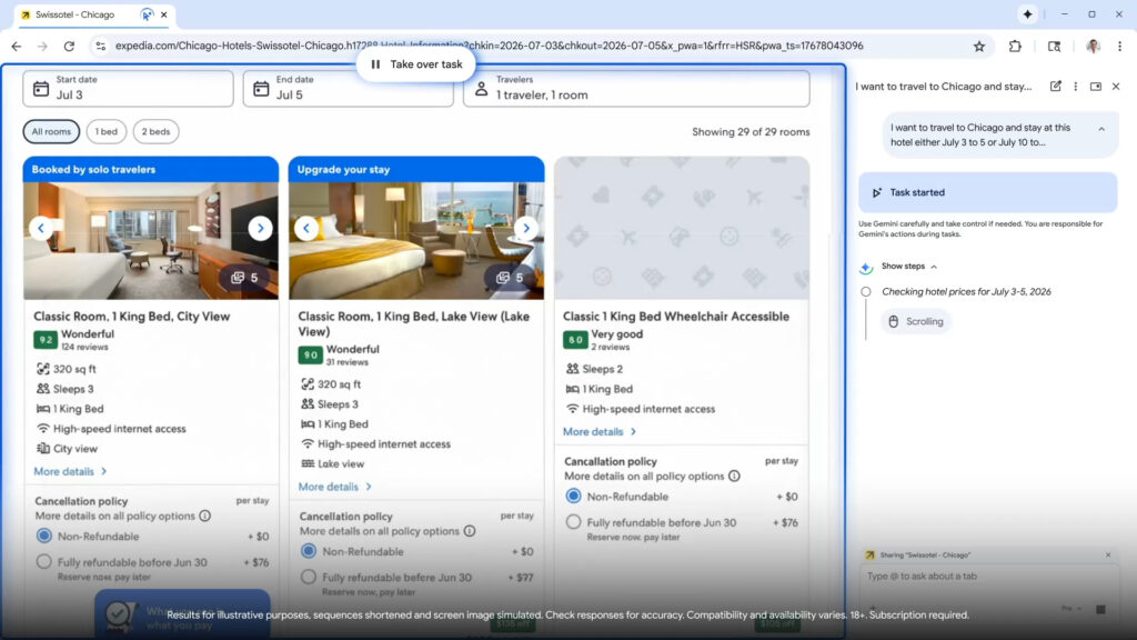 Ici, Google Chrome navigue et compare des prix d'hôtel. Ici, Google Chrome navigue et compare des prix d’hôtel. // Source : Google Ici, Google Chrome navigue et compare des prix d'hôtel. Ici, Google Chrome navigue et compare des prix d’hôtel. // Source : Google