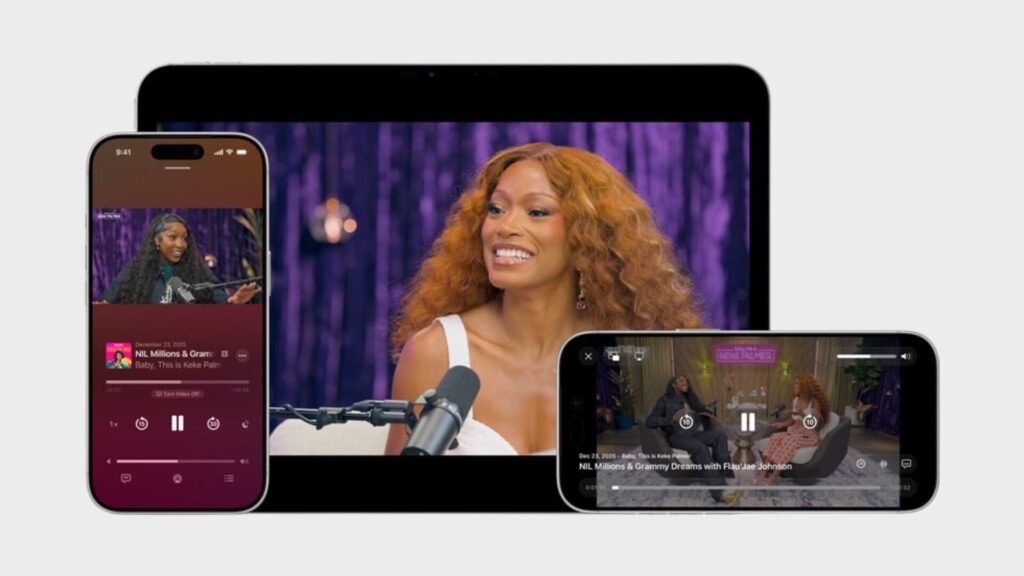 La mise à jour d'Apple Podcasts est prévue au printemps 2026. // Source : Apple La mise à jour d'Apple Podcasts est prévue au printemps 2026. // Source : Apple