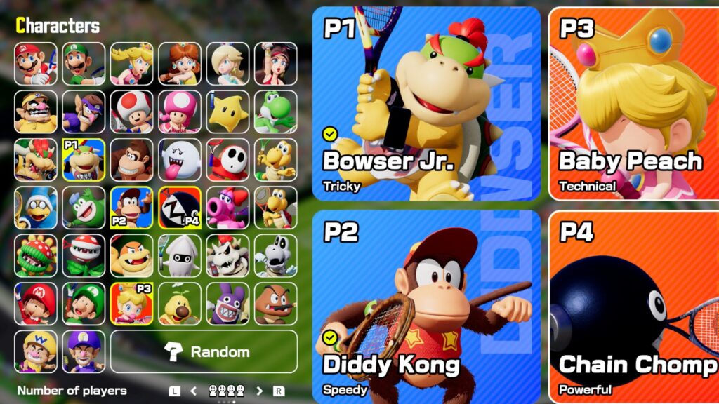 Mario Tennis Fever monte à 38 personnages dès sa sortie, // Source : Nintendo / Capture d'écran Numerama