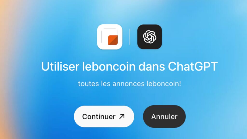 Leboncoin dispose d'une intégration officielle dans le magasin d'applications de ChatGPT. // Source : Capture d'écran Numerama