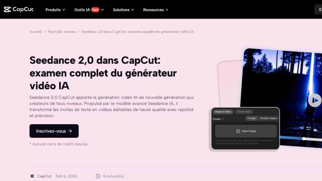 CapCut mentionne déjà Seedance 2.0. // Source : Capture d'écran Numerama CapCut mentionne déjà Seedance 2.0. // Source : Capture d'écran Numerama