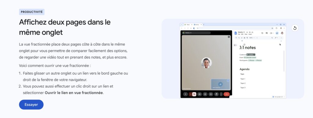 Chrome a diffusé ce message de communication fin janvier 2026 pour pousser ses utilisateurs à adopter Split View. Chrome a diffusé ce message de communication fin janvier 2026 pour pousser ses utilisateurs à adopter Split View.