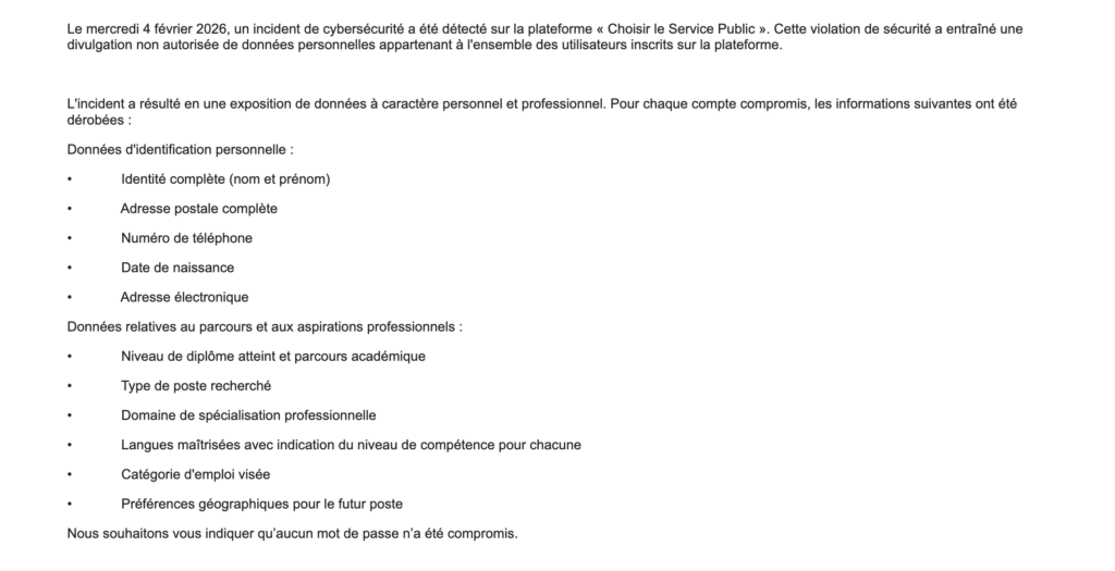 La plateforme a alerté les inscrits le 16 février 2026. // Source : Capture d'écran Numerama La plateforme a alerté les inscrits le 16 février 2026. // Source : Capture d'écran Numerama