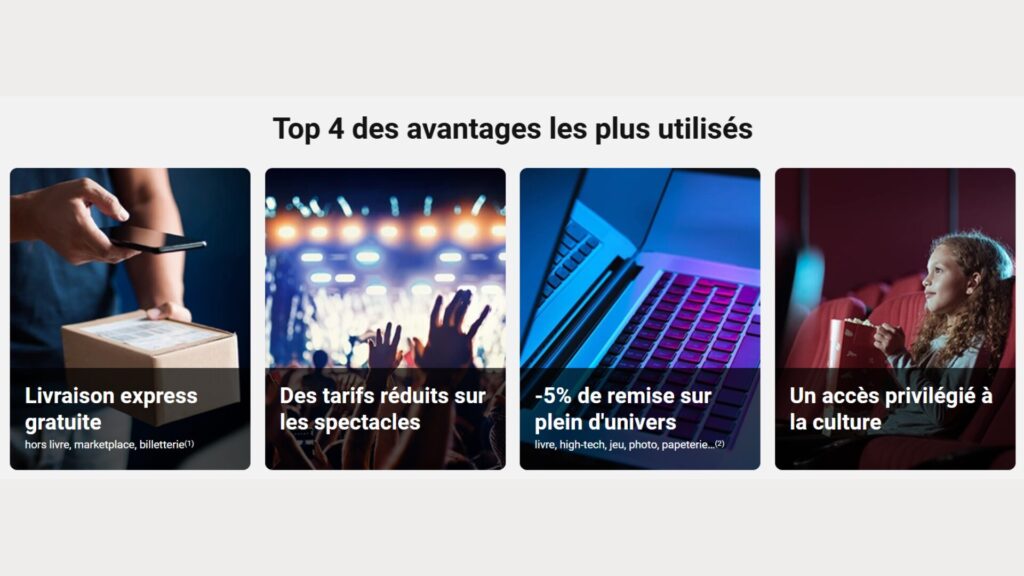 Quelques avantages de la carte Fnac+ // Source : Fnac