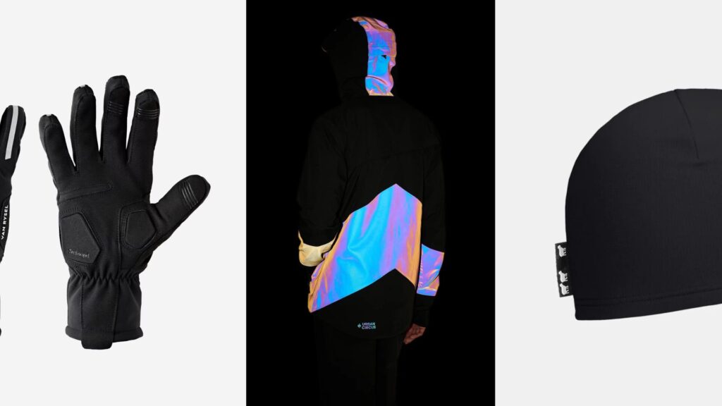 La veste Iris, les gants Décathlon et le bonnet Ortovox.