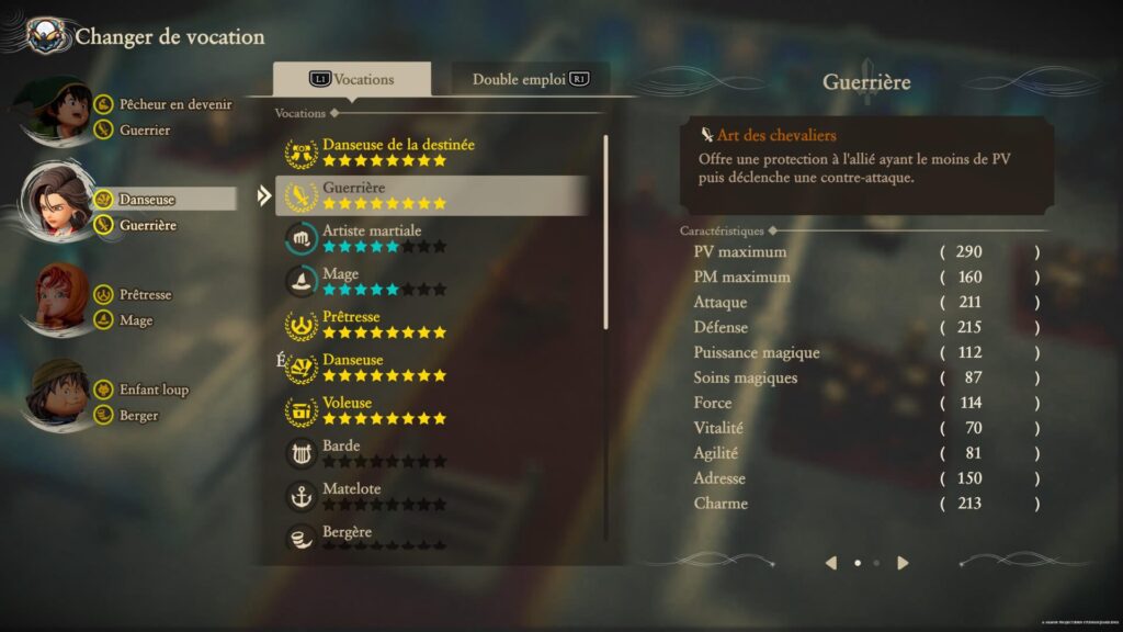 LEs vocations sont autant de manière d'orienter votre personnage // Source : Capture PS5 LEs vocations sont autant de manière d'orienter votre personnage // Source : Capture PS5