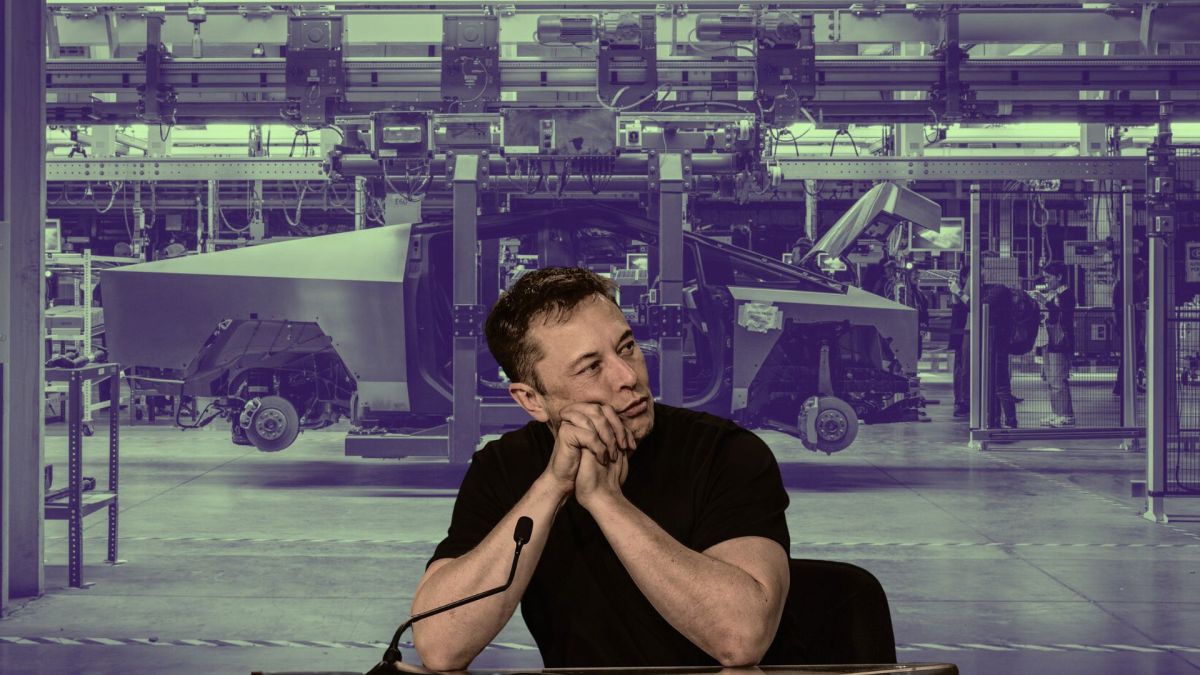 Elon Musk et le Cybertruck // Source : Montage Numerama Elon Musk et le Cybertruck // Source : Montage Numerama