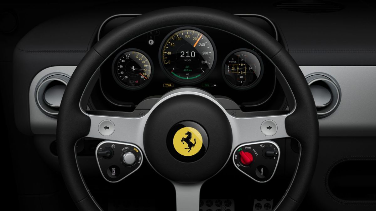 L'intérieur de la future Ferrari Luce 100 % électrique. // Source : Ferrari L'intérieur de la future Ferrari Luce 100 % électrique. // Source : Ferrari