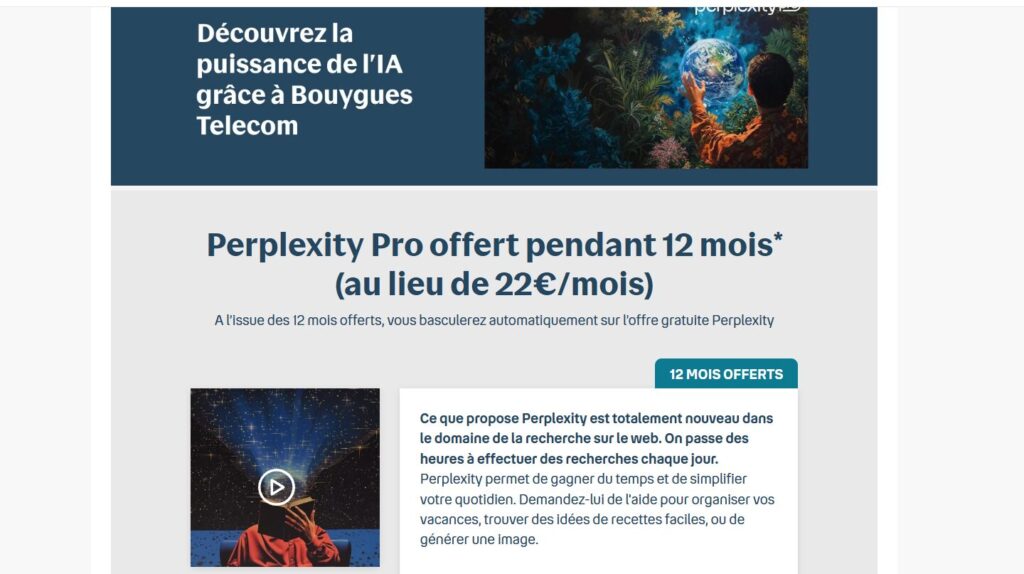 Vous pouvez savoir si vous avez activé Perplexity depuis votre espace client via les options Vous pouvez savoir si vous avez activé Perplexity depuis votre espace client via les options