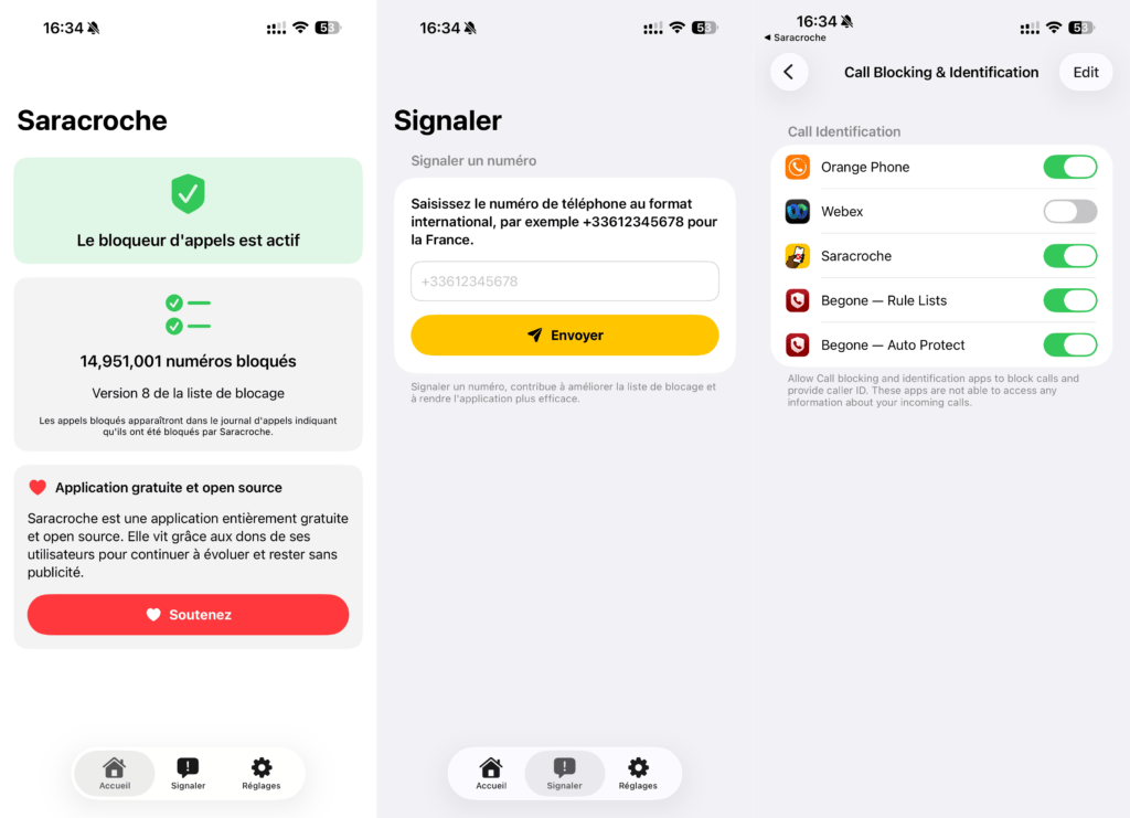 L'interface de Saracroche sur iPhone. L'interface de Saracroche sur iPhone.