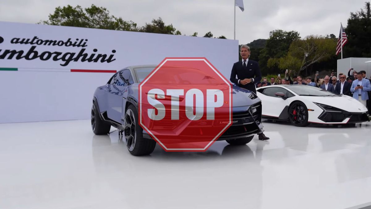 Lamborghini Lanzador lors de sa présentation en 2023 // Source : Montage Numerama Lamborghini Lanzador lors de sa présentation en 2023 // Source : Montage Numerama