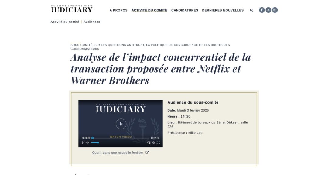 L'audition du 3 février 2026. // Source : U.S Senate Committee on the Judiciary L'audition du 3 février 2026. // Source : U.S Senate Committee on the Judiciary