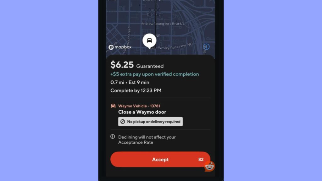 Waymo aurait commencé à payer des livreurs DoorDash pour fermer les portes de ses robotaxis. // Source : @_kentw Waymo aurait commencé à payer des livreurs DoorDash pour fermer les portes de ses robotaxis. // Source : @_kentw
