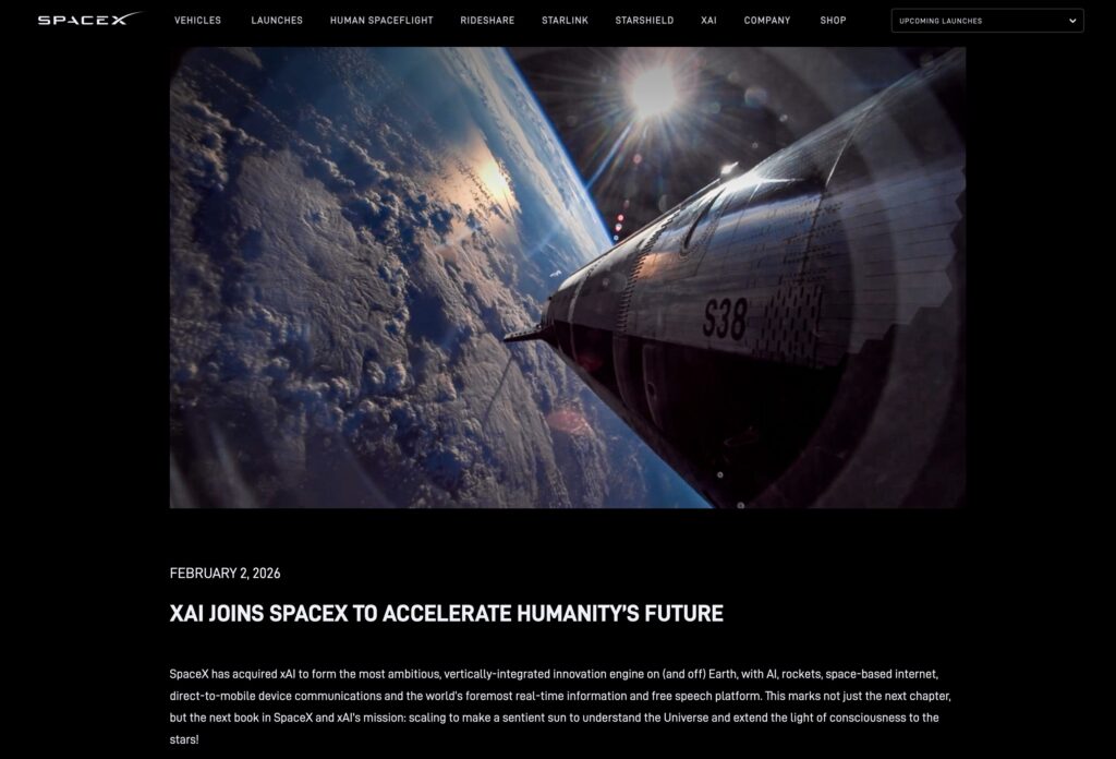 Le communiqué publié sur le site de SpaceX.