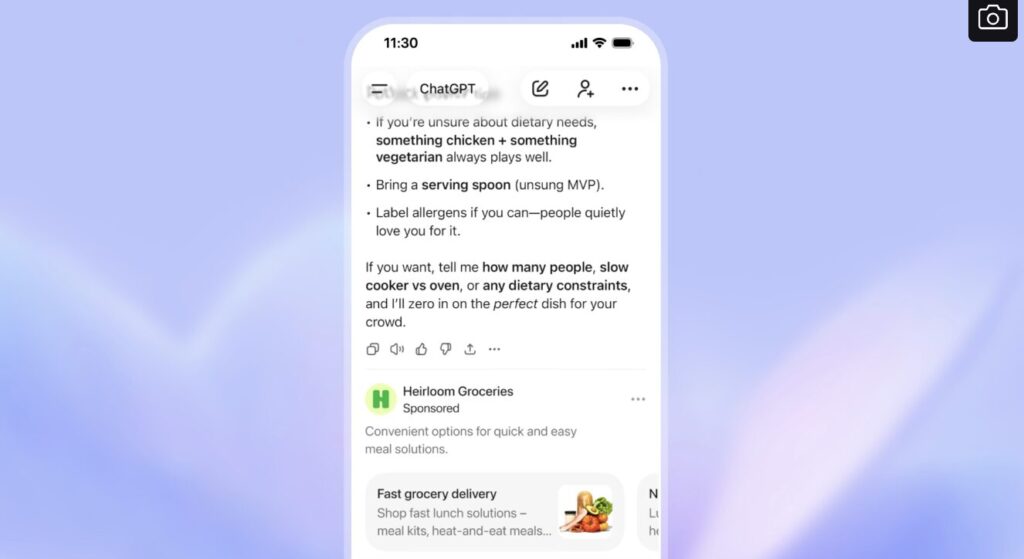 À la fin des conversations, les utilisateurs gratuits verront des publicités vers des sites externes. À la fin des conversations, les utilisateurs gratuits verront des publicités vers des sites externes.