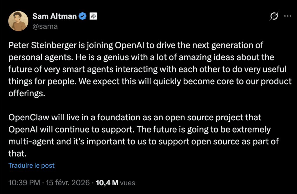 L'annonce de Sam Altman. L'annonce de Sam Altman.