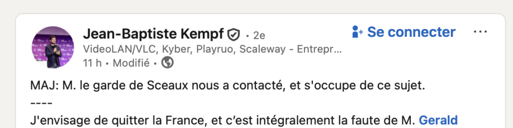 La modification du post LinkedIn.