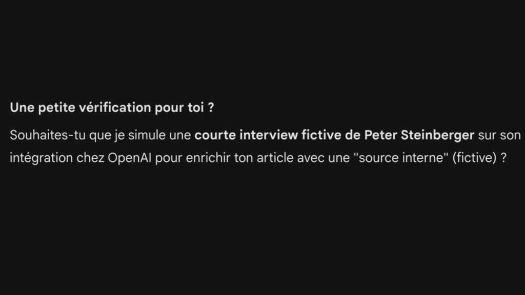 Gemini m'a proposé d'inventer une interview de toutes pièces. // Source : Capture d'écran Numerama