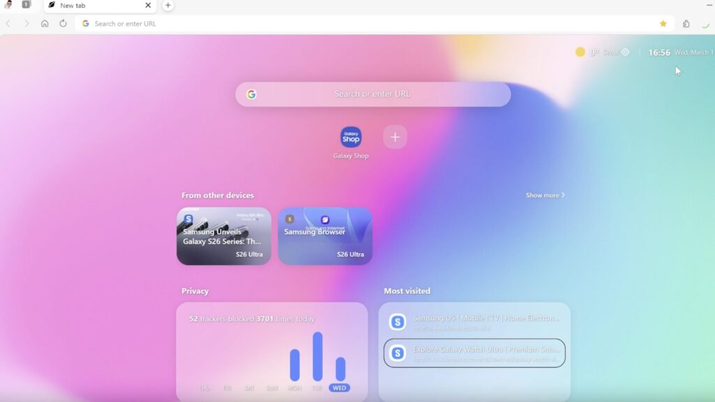 Le Samsung Browser pour Windows. // Source : Samsung Le Samsung Browser pour Windows. // Source : Samsung