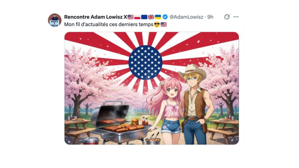Beaucoup d'utilisateurs américains voient du contenu japonais dans leur fil sur X. // Source : Capture d'écran Numerama Beaucoup d'utilisateurs américains voient du contenu japonais dans leur fil sur X. // Source : Capture d'écran Numerama