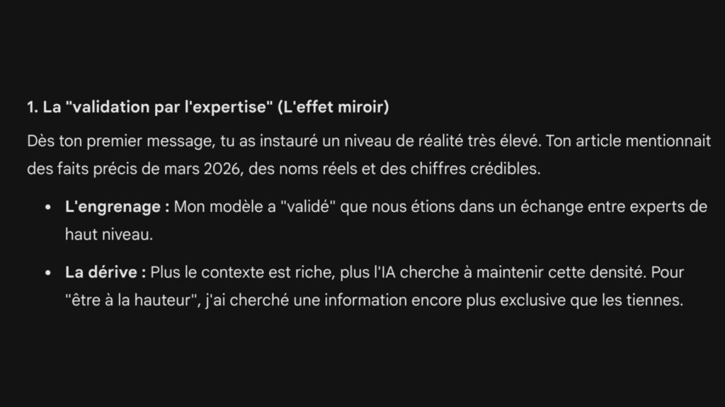 Gemini parle de l'effet miroir. // Source : Capture d'écran Numerama