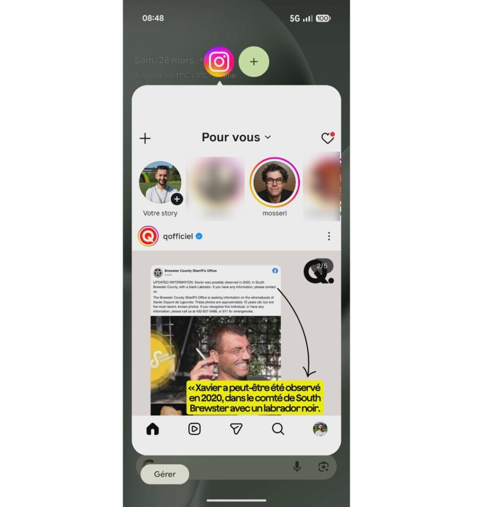 Une bulle Instagram dans Android 17. Une bulle Instagram dans Android 17.