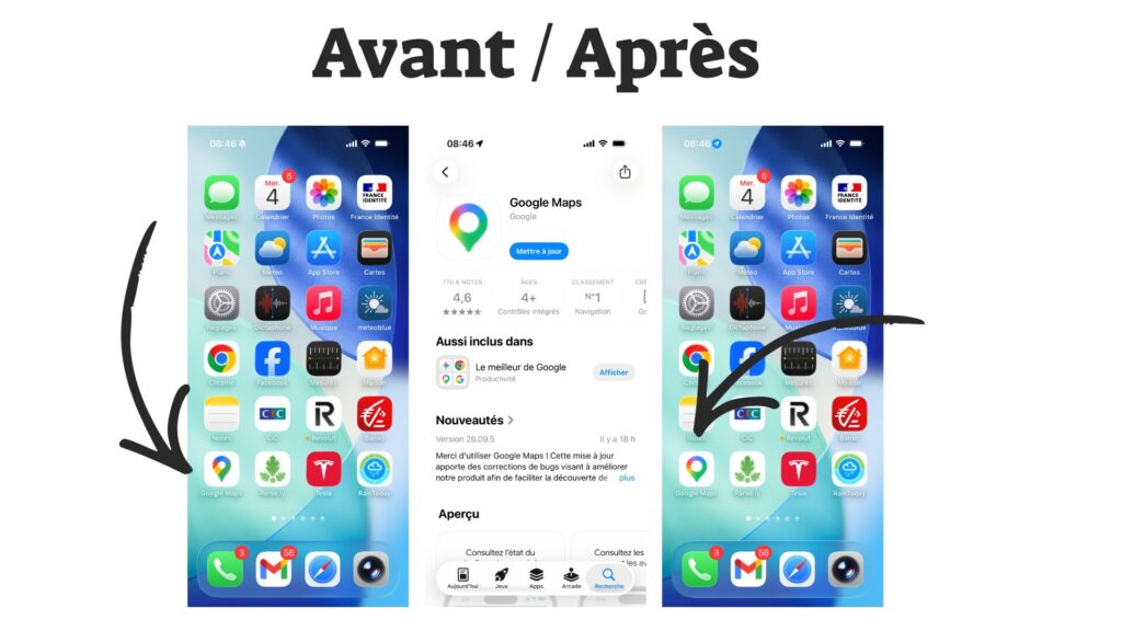 Avant / Après Google Maps // Source : Montage Numerama Avant / Après Google Maps // Source : Montage Numerama