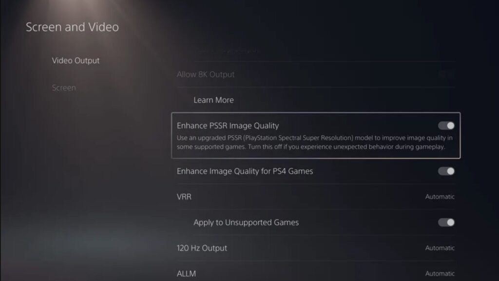 Le nouveau PSSR sur la PS5 Pro // Source : Sony Le nouveau PSSR sur la PS5 Pro // Source : Sony