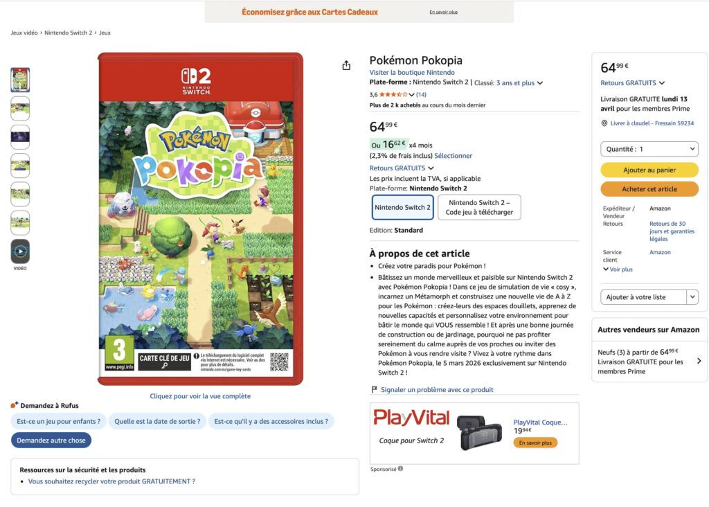 Pokémon Pokopia sur Amazon // Source : Capture d'écran Pokémon Pokopia sur Amazon // Source : Capture d'écran