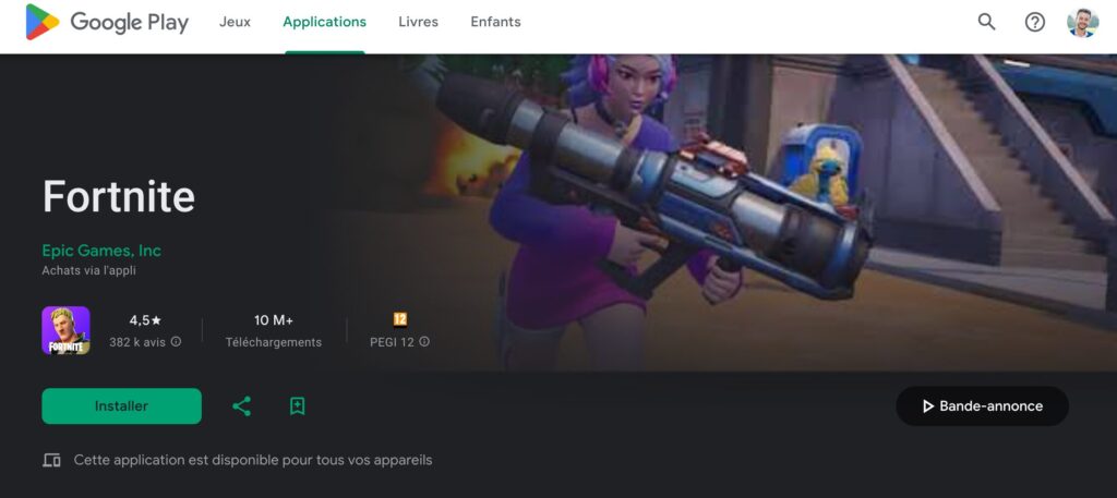 Fortnite sur le Google Play Store. Fortnite sur le Google Play Store.