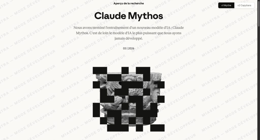 La fuite du billet de blog annonçant la sortie de Claude Mythos // Source : Capture d'écran Numerama