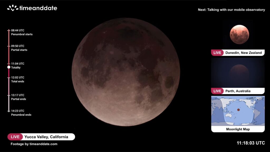 Le maximum de l'éclipse est imminent. // Source : Capture YouTube Time and Date Le maximum de l'éclipse est imminent. // Source : Capture YouTube Time and Date