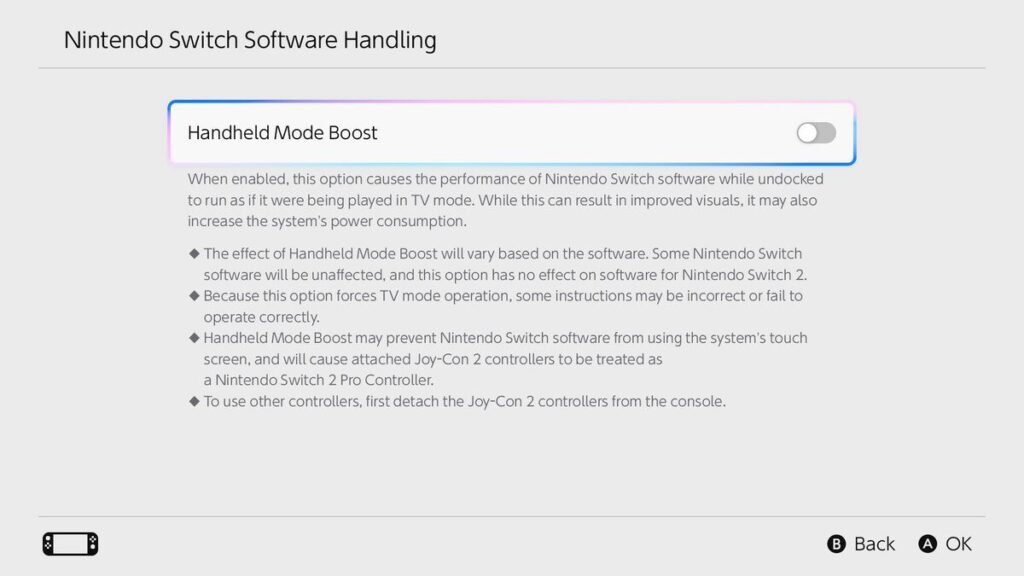 Le mode « Handheld Mode Boost » de la Nintendo Switch 2. Le mode « Handheld Mode Boost » de la Nintendo Switch 2.